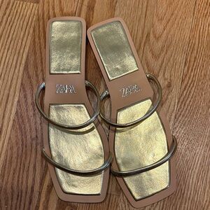 Zara Metallic Gold Sandals